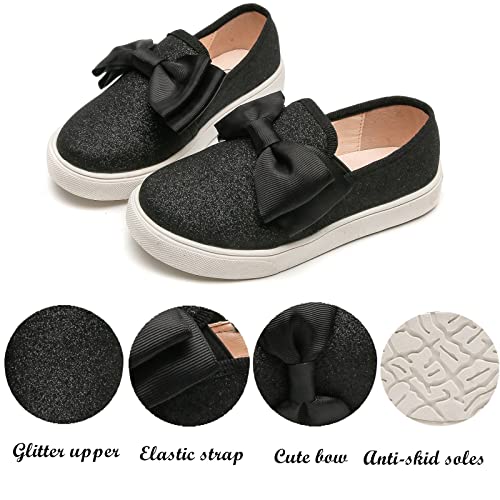 kkdom Girls Slip On Glitter Sneakers Cute Bow Lazy Tennis Shoes Loafers for Little Girls(Toddler/Little Kid/Big Kid)3