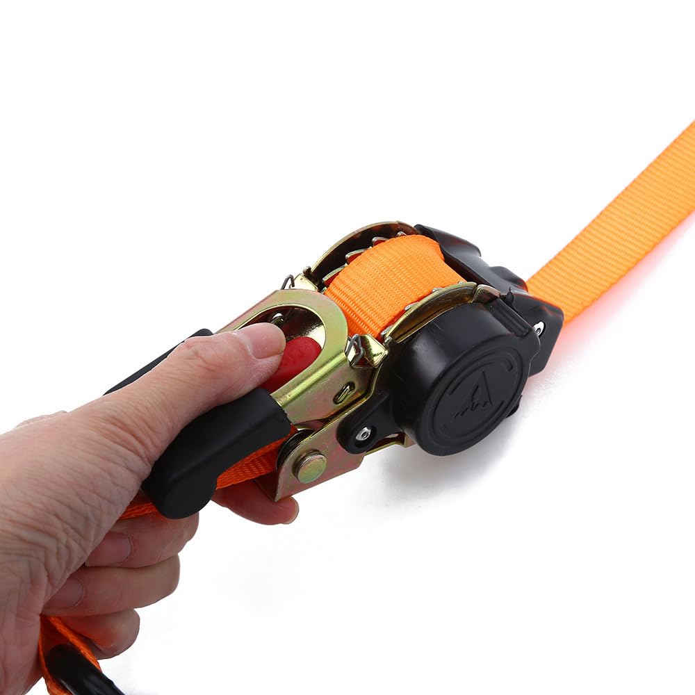 Correa de Amarre, Cinta retráctil automática de 2 m for Equipaje, Tensor de Seguridad, Correa de trinquete retráctil for Motocicletas. para Baca Bicicletas, Motocicletas(Orange 2.5x200cm)