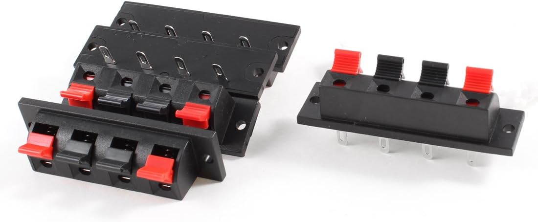 uxcell 5 Pcs 64mm x 18mm 4 Positions Push in Jack Spring Load Speaker Terminals