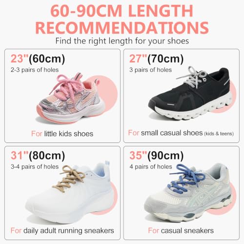 Image of 2 Pairs Oval Athletic Shoelaces 33 Colors 1 /4 inch Half Round Shoe Laces for Sneakers