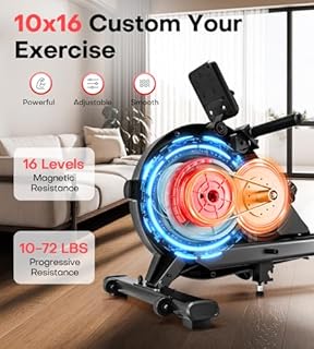 EvoSpark Rowing Machine, Magnetic Rowing Machines for Home Use with App Supported, 350 LB Weight Capacity, 16 Levels Resistance Row Machine, Upgrade to Double Slide Rail