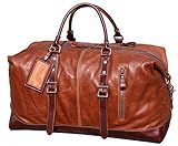 Iblue Vintage Travel Duffel Bag Genuine Full Grain Leather Weekender Bag Gym Handbag
