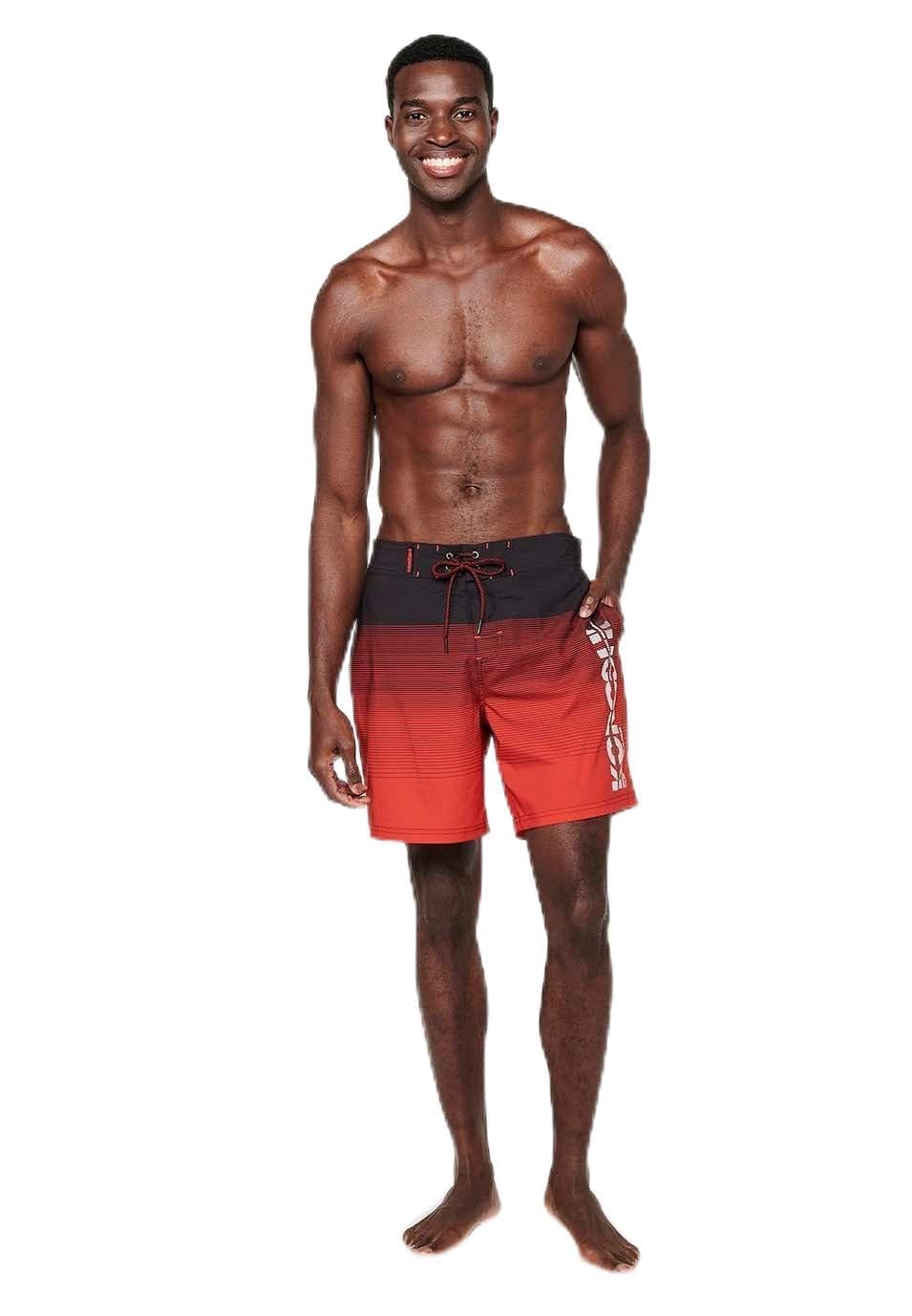 Koroshi Bañador Corto Estampado con Cintura Ajustable, Color Degradado Rojo para Hombre, de Color Rojo