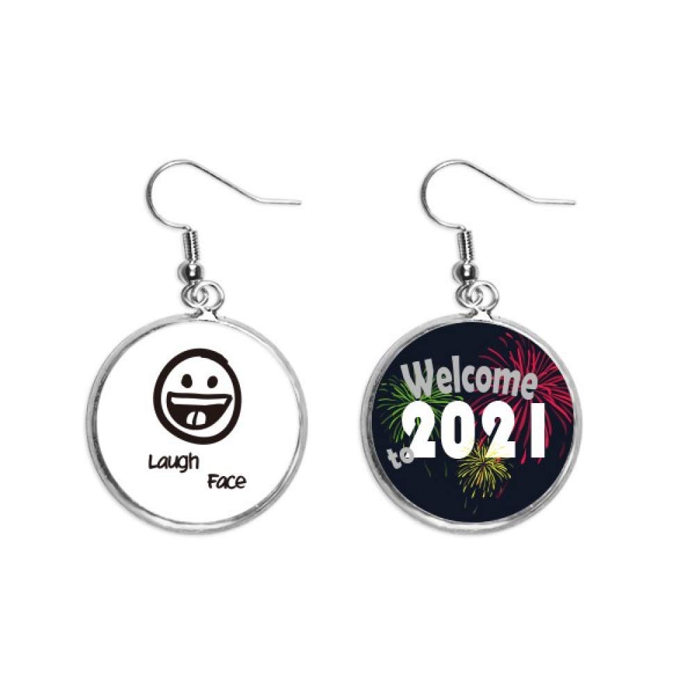 Pendientes con diseño de cara de gato Laugh White M de plata 5