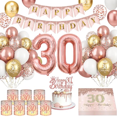 Ballons Deko Geburtstag Mädchen Luftballons Geburtstagsdeko Rosegold Windlicht Tischdeko