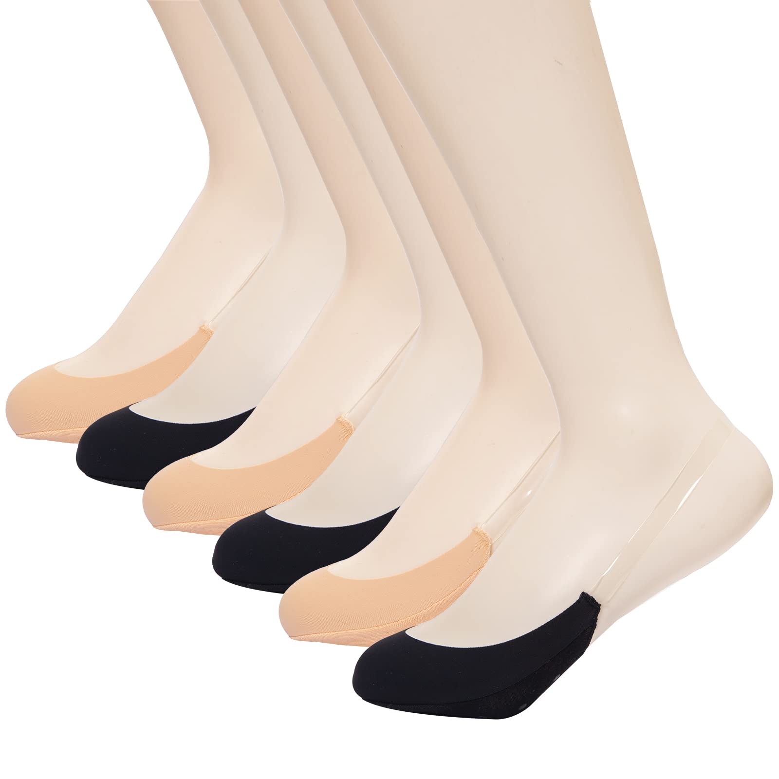 Manzi Women's Black 3 Pairs,Nude 3 Pairs Invisible Half Toe Topper Socks Slingback Liner Socks With Transparent Elastic Strap 3 Pairs Black,3 Pairs Nude