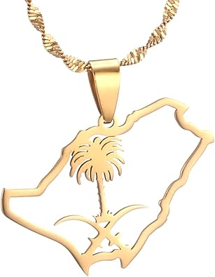 Saudi Arabia Map Pendant Necklaces Emblem of Saudi Arabia Symbol Jewelry