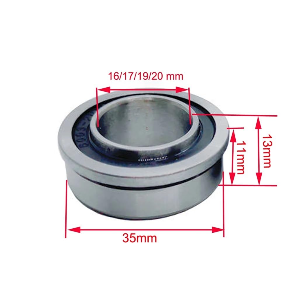 Ajuste for 1 Pieza ID 16 17 19 20 MM 5/8 "3/4" x OD 1-3/8 "Go Kart cortacésped carretillas carros Rueda rodamiento de Bolas con Bridas F6003 F6202RS(16X35X11X13,4Pcs)