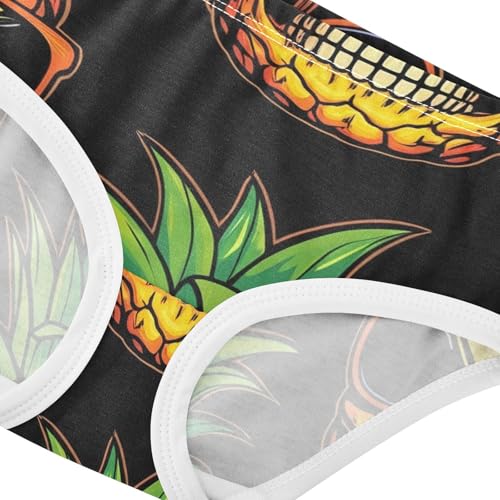 Stylish Girls Underwear Toddler 2t Cotton Panties for Girl Pineapple Skull Sunglasses Black Briefs Kids Undies4