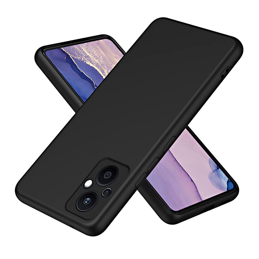 SEAHAI Case for OPPO Reno 8 Lite 5G / OPPO Reno 7 Lite, Ultra Slim Shockproof Liquid Silicone Phone Cover with Soft Anti-Scratch Microfiber Lining, Silky-Soft Touch Full-Body Protective Case - Black