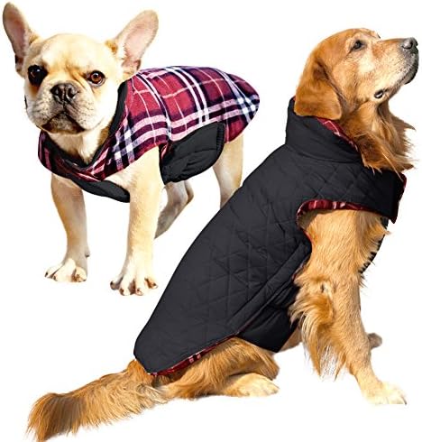 ROZKITCH Albabara Dog Coat British Style Plaid Dog Winter Vest Cozy Waterproof Windproof Reversible Dog Jacket Pet Dog…