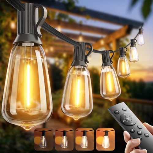 addlon 100FT LED Outdoor String Lights with Remote Waterproof Pat...