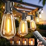 addlon 100FT LED Outdoor String Lights with Remote Waterproof Patio Lights with Shatterproof ST38 Replaceable Bulbs, Dimmable Outside Hanging Light Connectable for Porch, Backyard