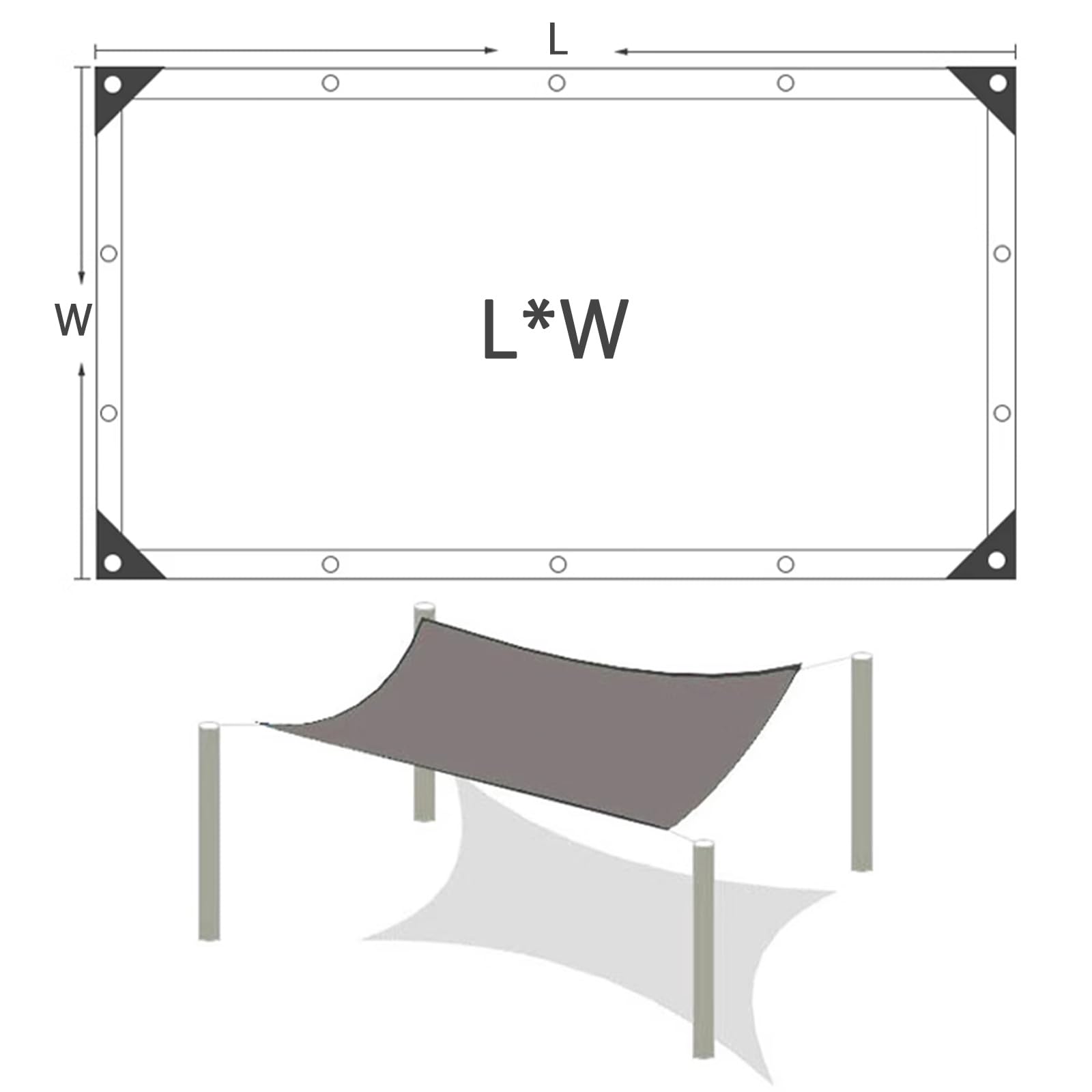 Malla De Sombreo con Ojales Tela de Sombra Malla Sombreadora Jardin PañO De Sombra Bloqueador Solar Protección UV para Exterior Patio Plantas Flores Balcón (5x10m,12 Pines Negro)