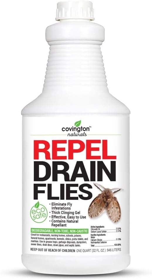 Covington Drain Fly Killer - Natural Fruit Fly Treatment for Kitchen and Bathroom Sinks - Eliminates Odor and Pesky Flies