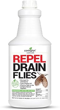 Covington Drain Fly Treatment Gel 32oz Drain Maintenance & Odor Control for Kitchen & Bathroom Drains, Plant Based Thick Clinging Formula Breaks Down Grease & Organic Build-Up. Made in USA