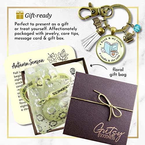 Gutsy Goodness Fall Lover Cozy Keychain Book Coffee Candle And Rain Favorite Things Autumn Theme Jewelry For Women thumb #7