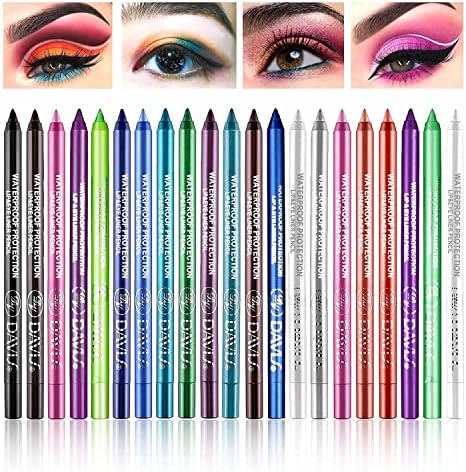 RDGWFB 21 Colors Eyeliner Pen Set, Eyeliner Pencil Set, Waterproof Colorful Eyeliner Kit Long Lasting Eyeshadow Pencil Eye&Lip Liner Professional Eye Makeup Set Pearl Eye Liner for Women