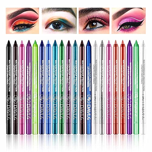 Rdgwfb 21 Colors Eyeliner Pen Set, Eyeliner Pencil Set, Waterproof Colorful Eyeliner Kit Long Lasting Eyeshadow Pencil Eye&Lip Liner Professional Eye Makeup Set Pearl Eye Liner For Women #TOP16