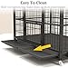 RUYICZB Dog Crate for Medium Small Dogs Double Door Escape Proof Locks, Metal Wire Dog Cage with Wheels, Indoor Large Dog Crate Heavy Duty Dog Kennel with Tray,Black,37.8