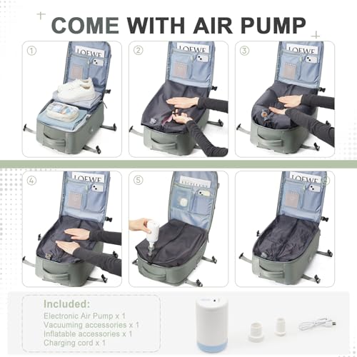 Image of Vacuum Backpack Travel Backpack with Compression, Men Women Vacuum Backpack with Air Pump, Carry on Backpack Flight Approved Personal Item Size - Army Green