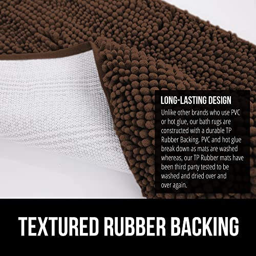Image of Gorilla Grip Bath Rug 70x24, Thick Soft Absorbent Chenille, Rubber Backing Quick Dry Microfiber Mats, Machine Washable Rugs for Shower Floor, Bathroom Runner Bathmat Accessories Decor, Brown