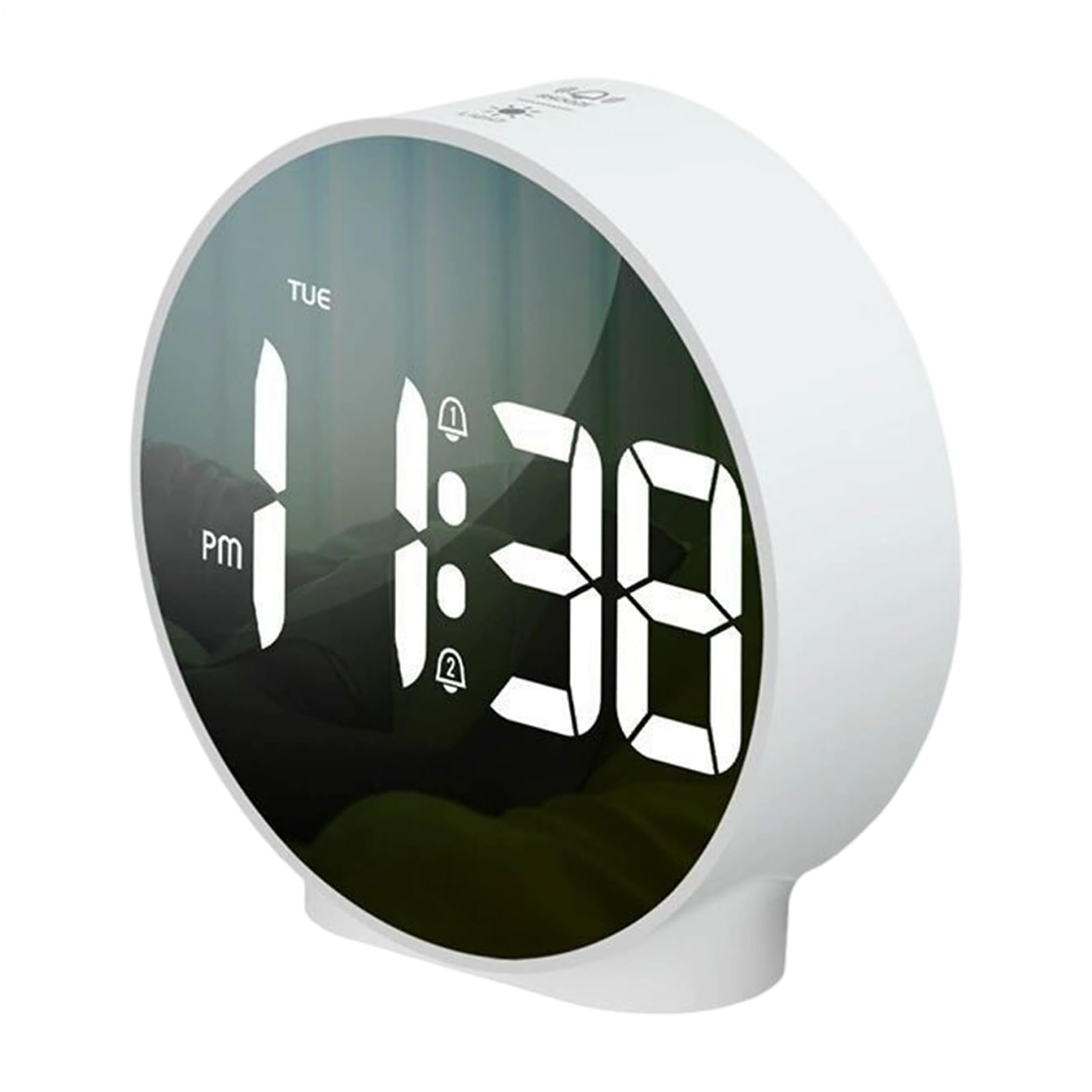 Reloj espejo LED para mesita de noche con brillo ajustable