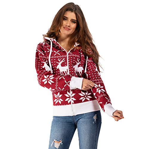 Crazy Age Damen Weihnachts Sweatjacke Kapuzenpullover...