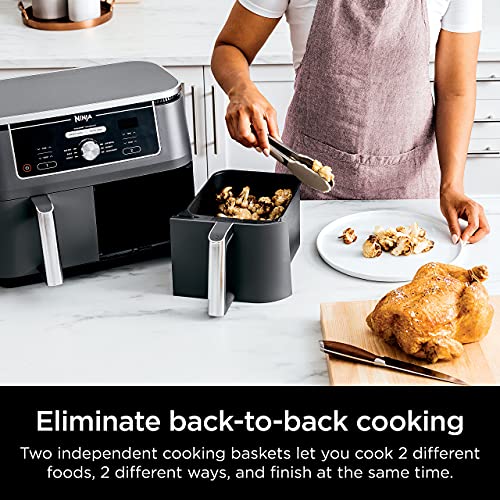 Ninja-DZ401-Foodi-10-Quart-6-in-1-DualZone-XL-2-Basket-Air-Fryer-with-2-Independent-Frying-Baskets-Match-Cook-Smart-Finish-to-Roast-Broil-Dehydrate-More-for-Quick-Grey-Renewed Ninja DZ401 Foodi 10 Quart 6 in 1 DualZone XL 2 Basket Air Fryer with 2 Independent Frying Baskets Match Cook Smart Finish to Roast Broil Dehydrate More for Quick Grey Renewed