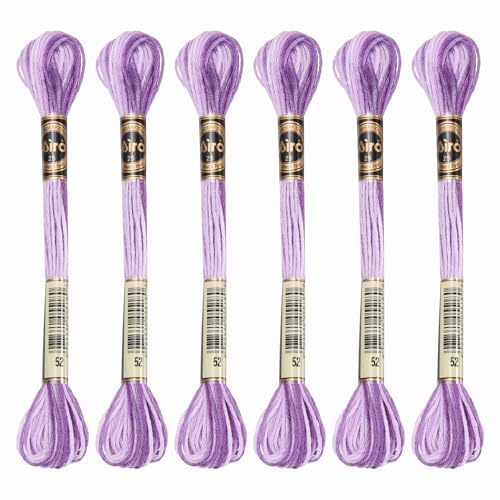 Image of PATIKIL 6 Skeins Embroidery Floss, Polyester Embroidery Threads Bracelets String for Cross-Stitch Hand Embroidery, Purple