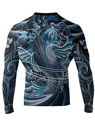 Raven Fightwear Men's Irezumi 2.0 Rash Guard MMA BJJ Blue Large