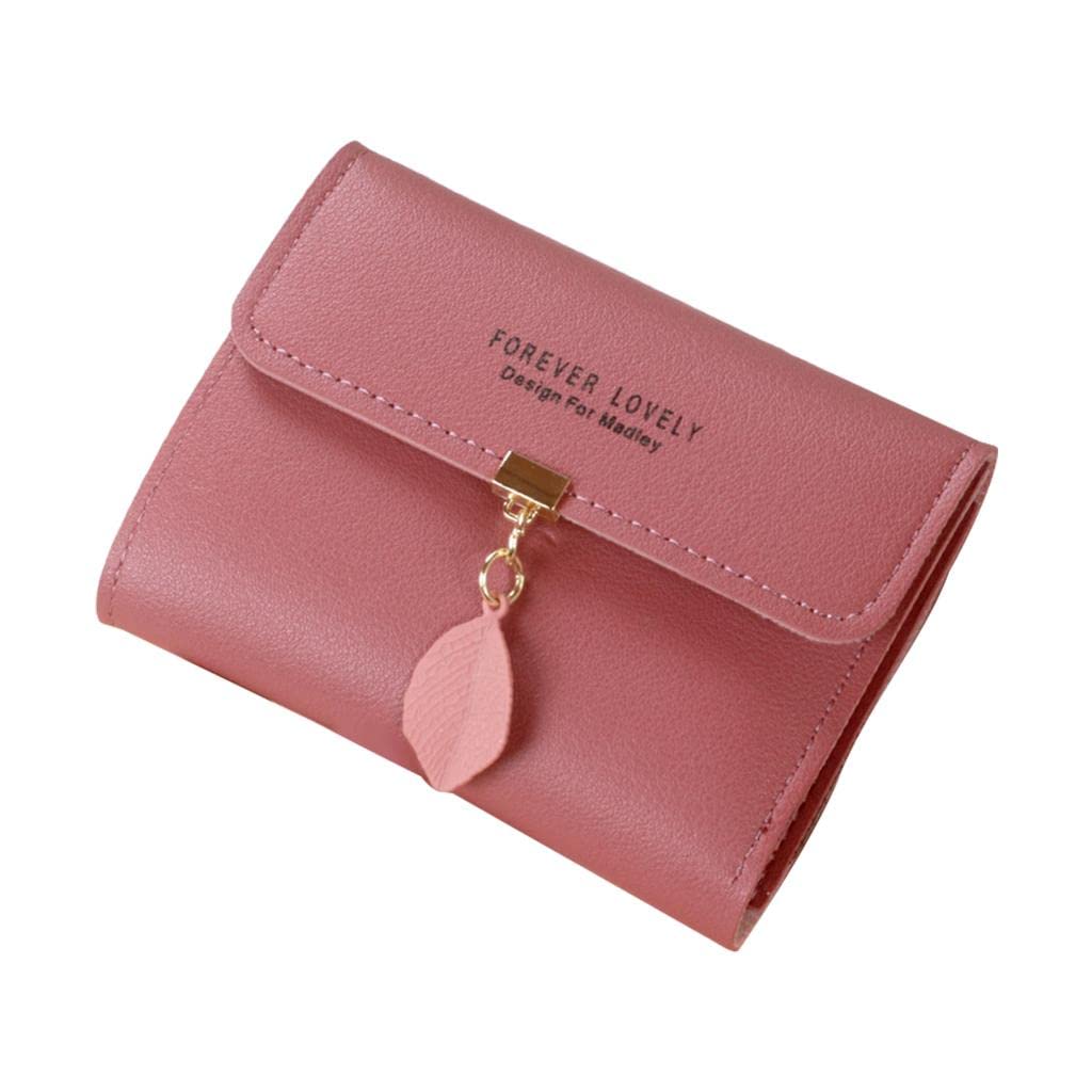 female lady small coin purse slim wallet bag handbag travel purse dark pink
