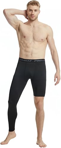 Miniatura 3 de Pantalones deportivos ajustados de una sola pierna de baloncesto para hombre, pantalones de compresión de 12 de una pierna, ropa interior atlética