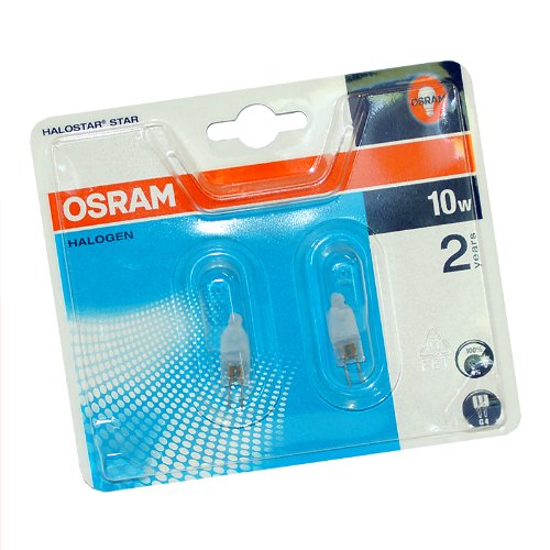 Preisvergleich Produktbild 2 x Osram G4 Halogen Stiftsockellampe 10W 12V MATT Halogenlampe Halostar 64415F