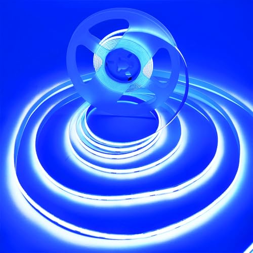 Image of COB Strip Lights,DC12V 16.4ft /5m Super Bright Dimmable 32000LM LED Light Strips, High Density Non-Waterproof 1600 LEDs Ribbon Light, More Evener Lighting Than SMD Strip Lights (Blue)