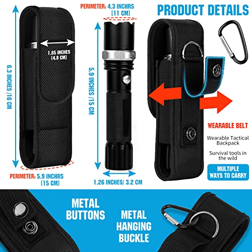 Bvya Flashlight Pouch Holster, Oxford Eva Adjustable Tactical Flashlight Pouch Belt Holder Case With Carabiner,Led Flashlights Holder, Fit For 6.0" Inch Flashlights, Compatible With Gearlight S1000 #TOP1