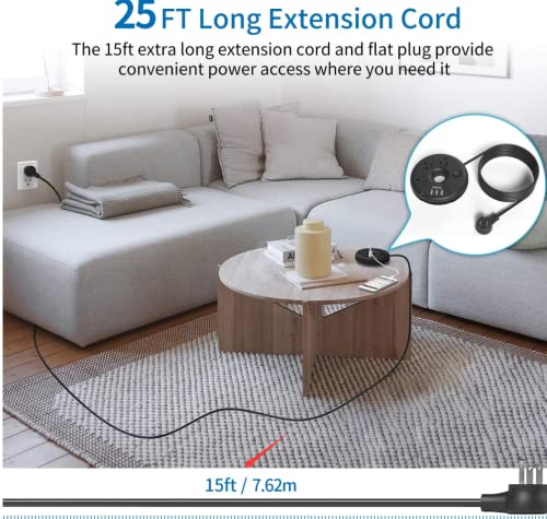 Extra Long Extension Cord 25 Ft, Ntonpower Flat Plug Power Strip With 3 Outlets 3 Usb Ports, Compact Desktop Charging Station With Switch For Home, Office, Tv, Nightstand, Dorm Room Essentials, Black #TOP1
