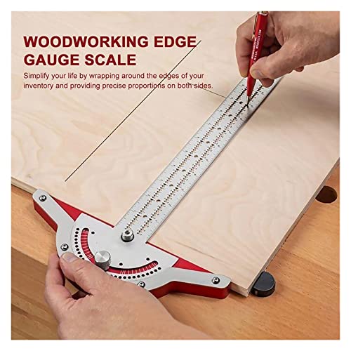 Woodworking Measuring Gauge - Stainless Steel Protractor & Ruler, 1-10 Inch Angle Measurement Tool for Precision Layout & Edge Rule in Woodworking Projects