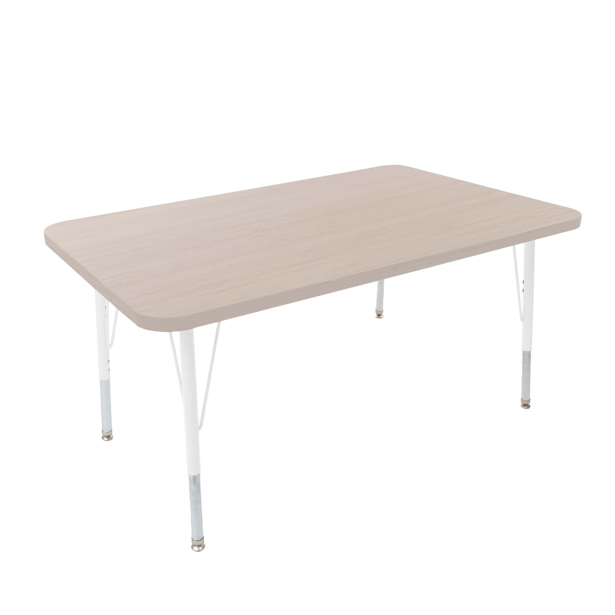 FDP 30" x 48" Rectangle Table, Swivel Glide Legs - Asian Sand/White