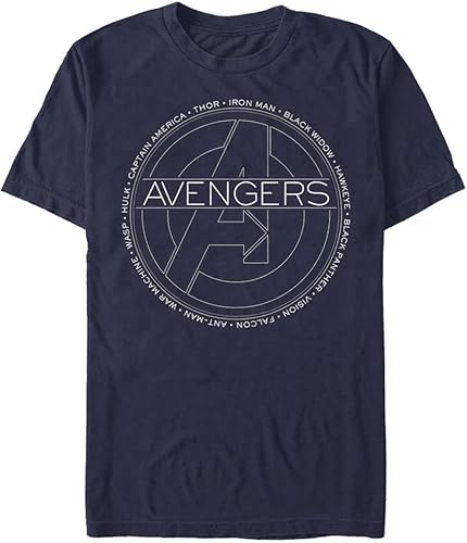 Marvel Big & Tall Classic Avengers Names Men's Tops Short Sleeve Tee Shirt, Navy