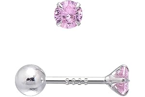 Adorable Pink and Silver Stud Earrings, Shimmering with Sophistication