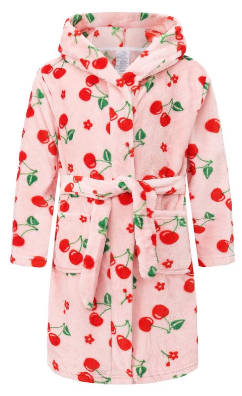 Image of Girls Soft Fleece Robes Plush Hooded Bathrobes Sleepwear for Kids 2-16 Years