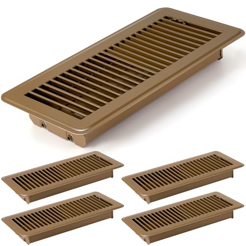 4 Pcs Etisee 4" x 12" Floor Register Vent Covers Steel Floor Vents,Brown