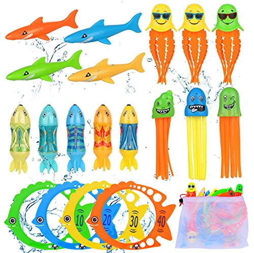 Pool Toys for Kids Diving Torpedo Toy Water Shark Fish Ring Stringy Octopus Water Game Diving & Swimming Training Underwater Summer Toys Gift for toddlers boys and girls age 3-10 8-10 3-5 Years Old Pool Toys for Kids Diving Torpedo Toy Water Shark Fish Ring Stringy Octopus Water Game Diving & Swimming Training Underwater Summer Toys Gift for toddlers boys and girls age 3-10 8-10 3-5 Years Old