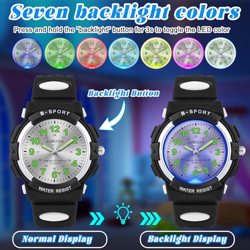Image of Juboos Kids Watch Analog for Boys Girls, Childrens Waterproof Soft Strap Kids Time Teaching Quartz Wristwatch for Ages 5-15