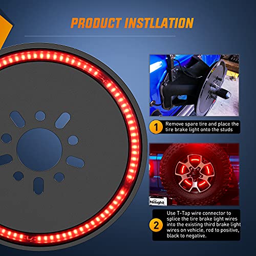 Image of Nilight Spare Tire Brake Light Wheel Light 3rd Third Brake Light for 2018 2019 2020 2021 2022 2023 2024 2025 Jeep Wrangler JK JKU JL JLU