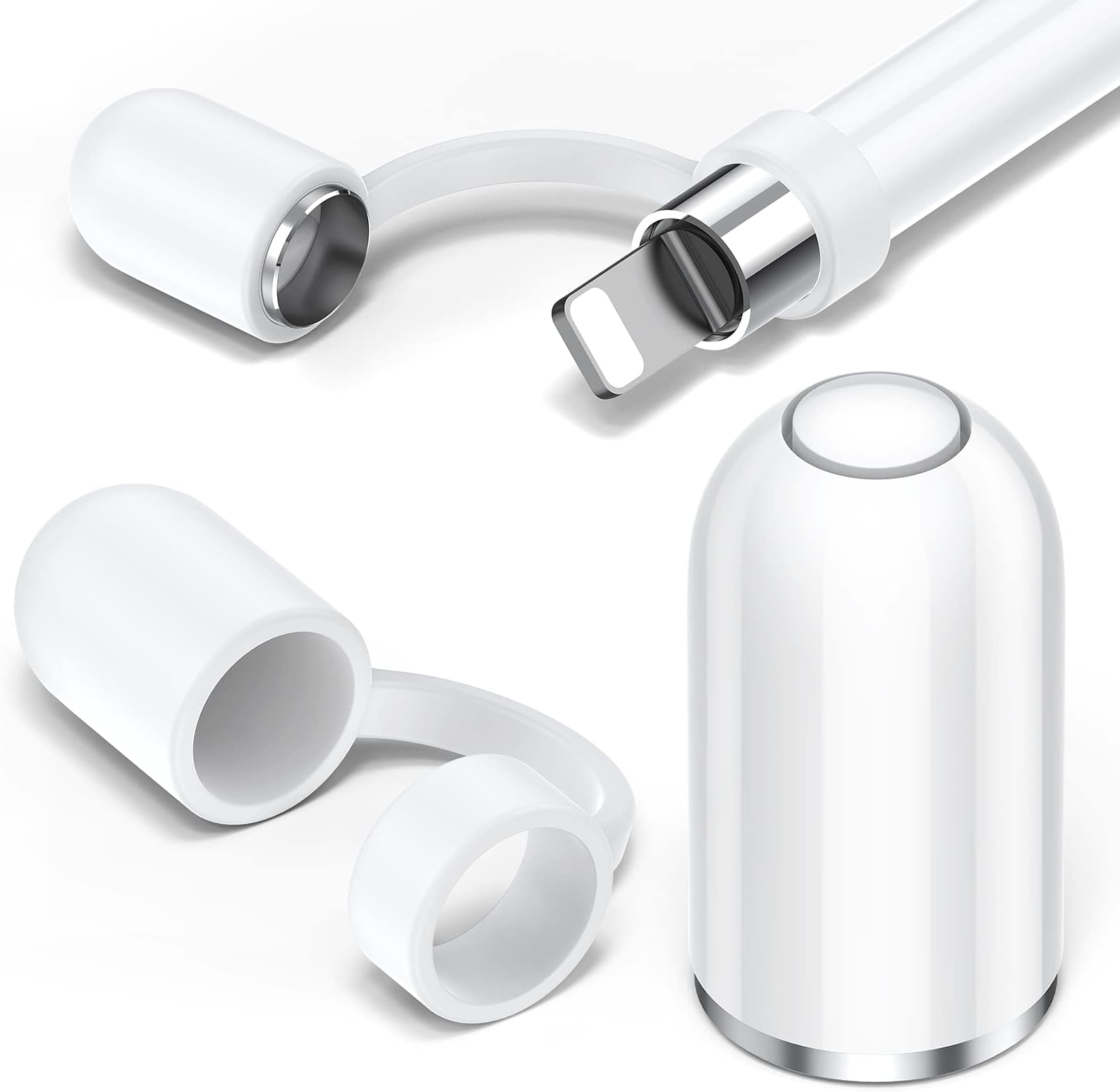 for Apple Pencil Cap 1st Generation Magnetic iPencil Replacement for Apple Pen Top Stylus Cover AntiFall Silicone Holder for iPad Pro 10.5" 12.9" 9.7" for iPad A16 11 10 9 8 7 6 Air 3 Mini 5th