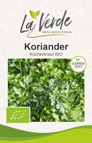 La Verde MEIN GARTEN UND ICH. Koriander BIO Samen für ca. 80 Pflanzen, Küchenkraut intensiv würzig, samenfestes Saatgut ohne Gentechnik