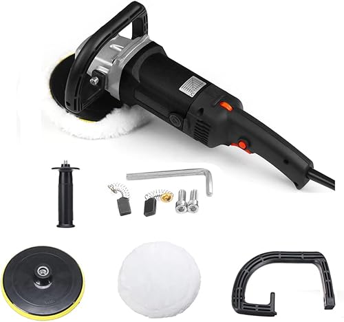 Pulidora de amortiguador de coche de 7 pulgadas 1400 W, kit de 8 velocidades variables de control para pulir el coche, encerado, lija y lacre