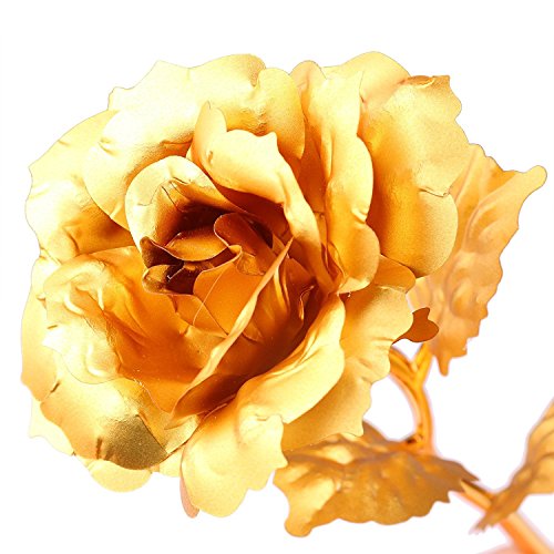 Youngine Creative 24-karaats goudfolie Rose Flower Full Blossom Presents, romantisch cadeau voor haar met doos, handgemaakt & Love Last Forever (Goud) - Afbeelding 5